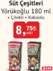 YÖRÜKOĞLU SÜT ÇEŞİTLERİ ÇİLEKLİ/KAKAOLU 180 ML